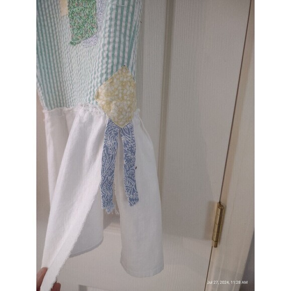 OOAK Green & White Stripe Patched Boho Hippie Shabby Bloomers Pants Storyboo - Picture 5 of 10